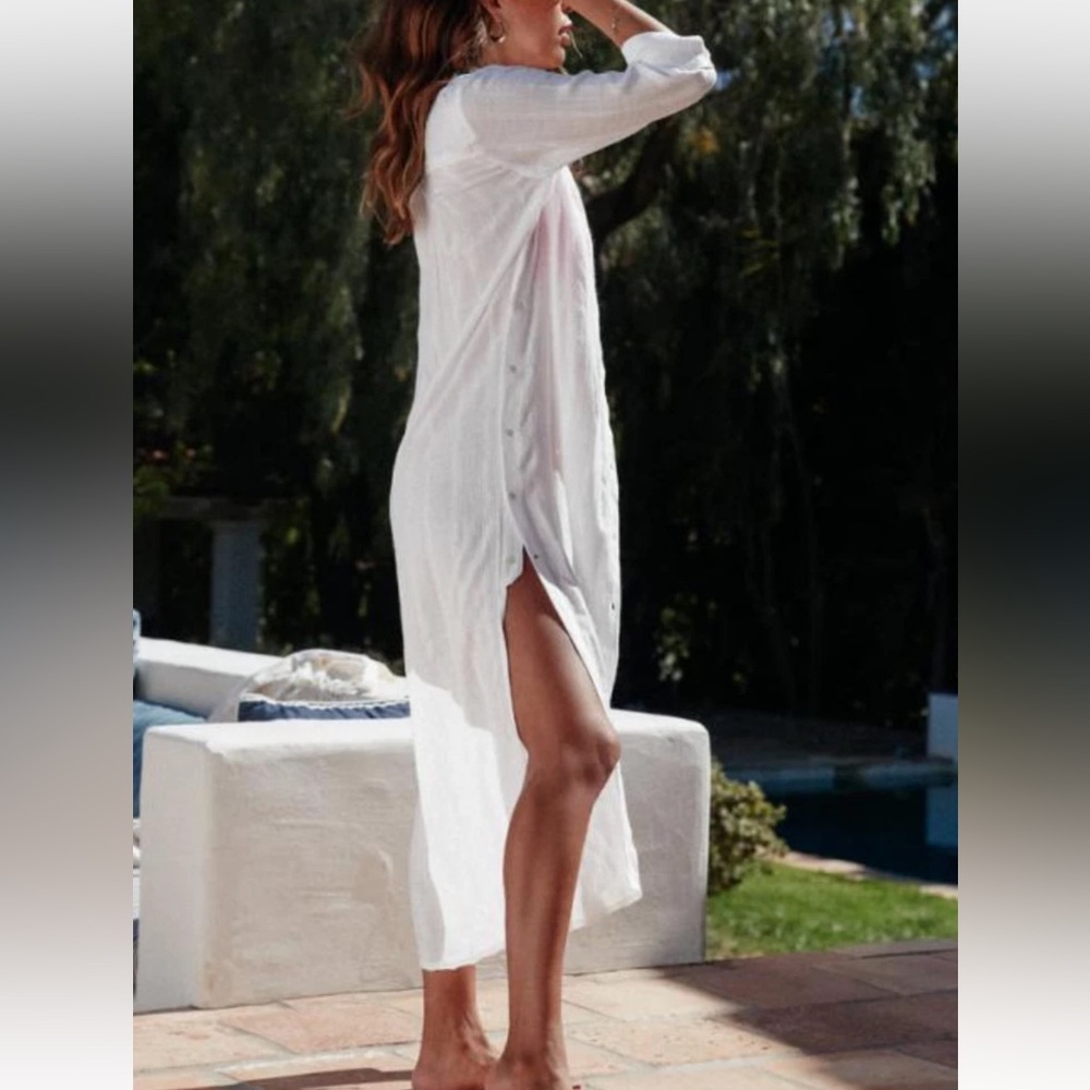 L*space lisoba white long sleeve midi dress